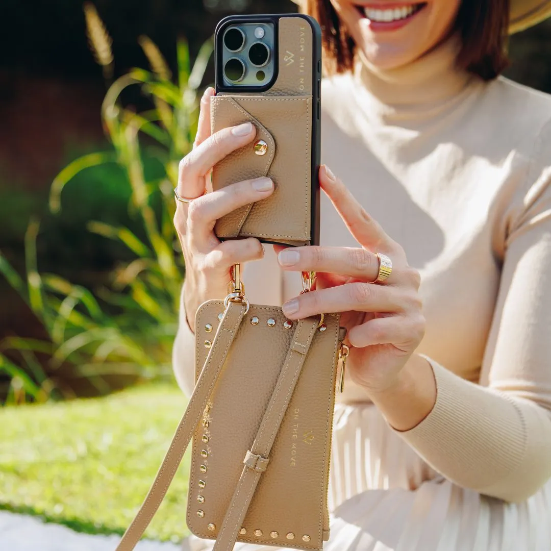 iPhone Tan Premium Leather cover, Strap & Purse