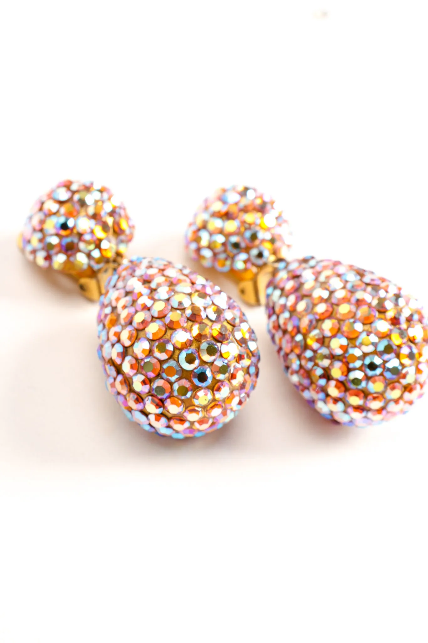 Iridescent Rhinestone Drop Earrings