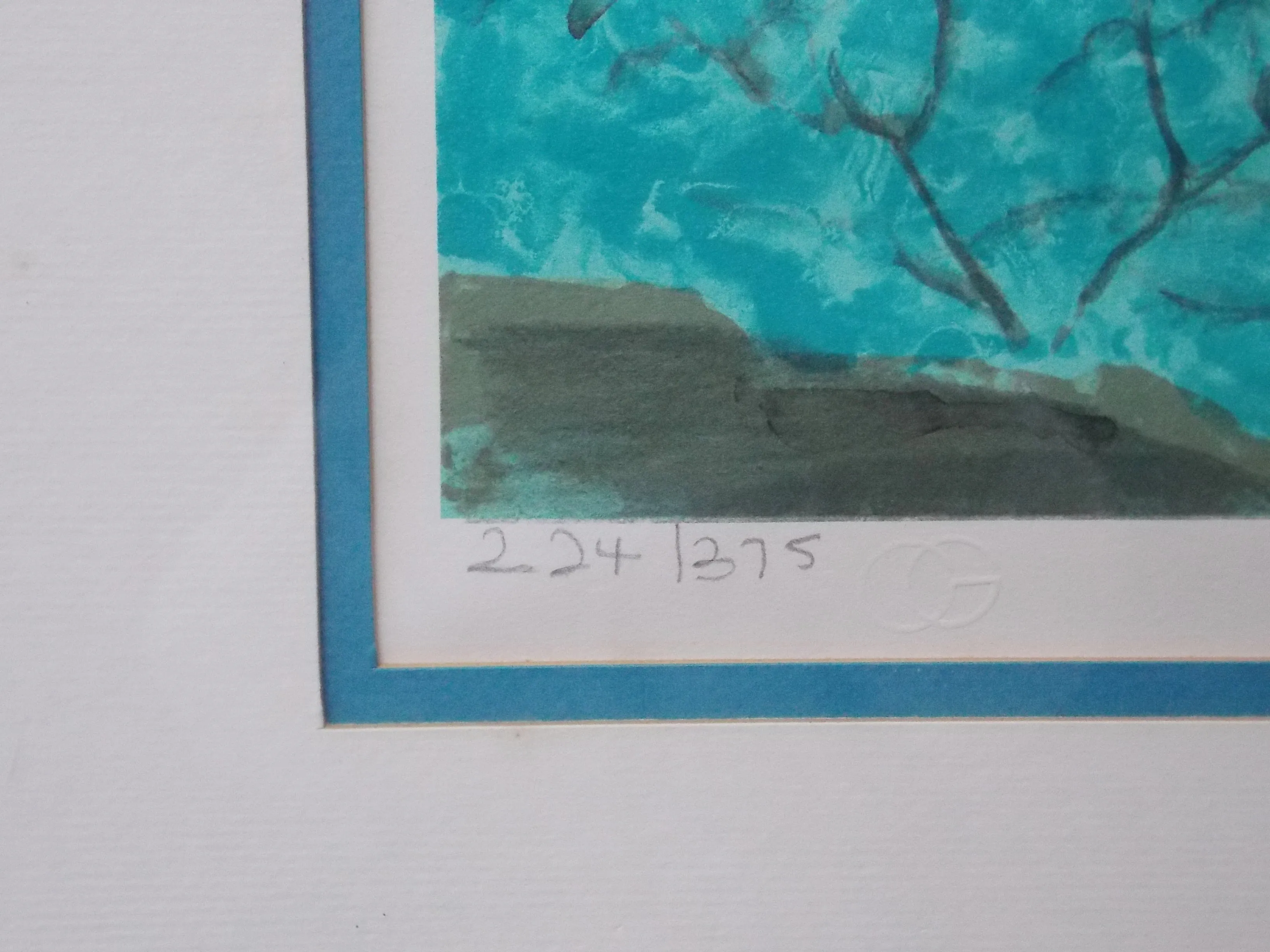 Italian Riviera Colorful Drawing Lithograph, Signed, Framed