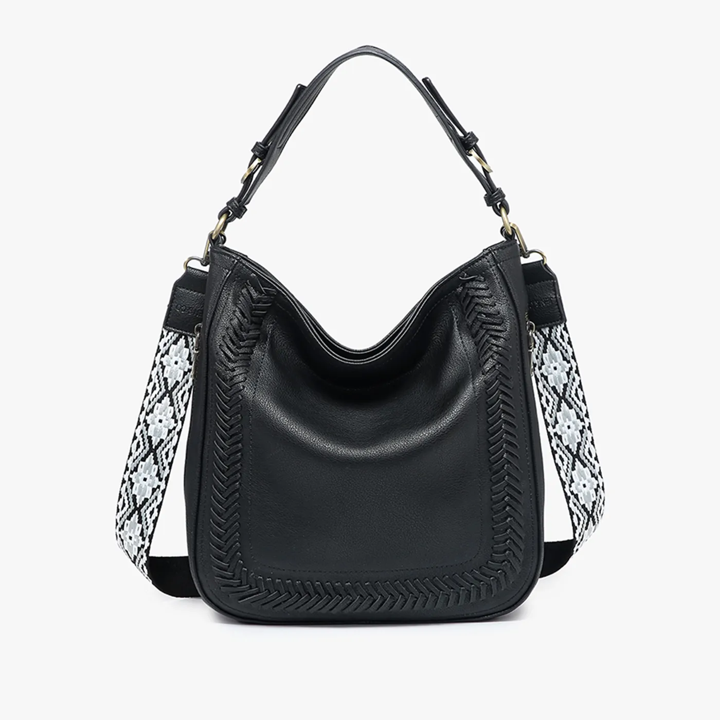 Jen & Co Aris Small Whipstitch Crossbody with Guitar Strap - Monogrammed Cross Body Purse