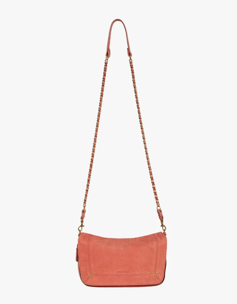 Jerome Dreyfuss Bobi S Crossbody in Imprimé Croco Terracotta Taurillon