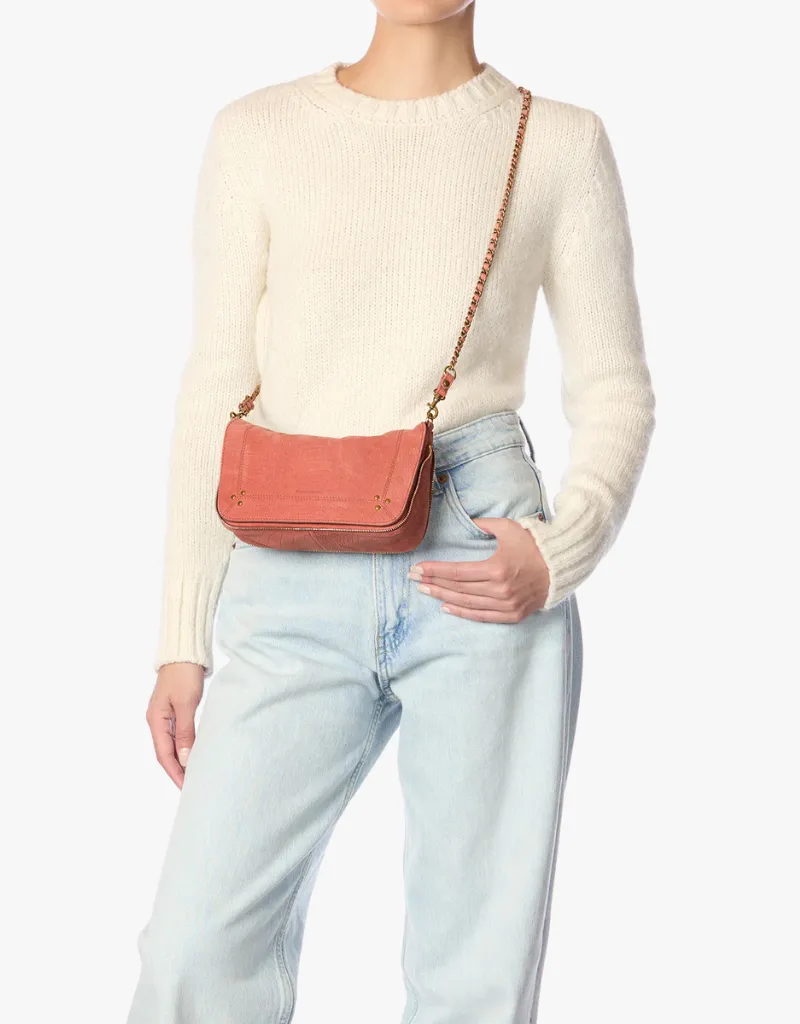 Jerome Dreyfuss Bobi S Crossbody in Imprimé Croco Terracotta Taurillon
