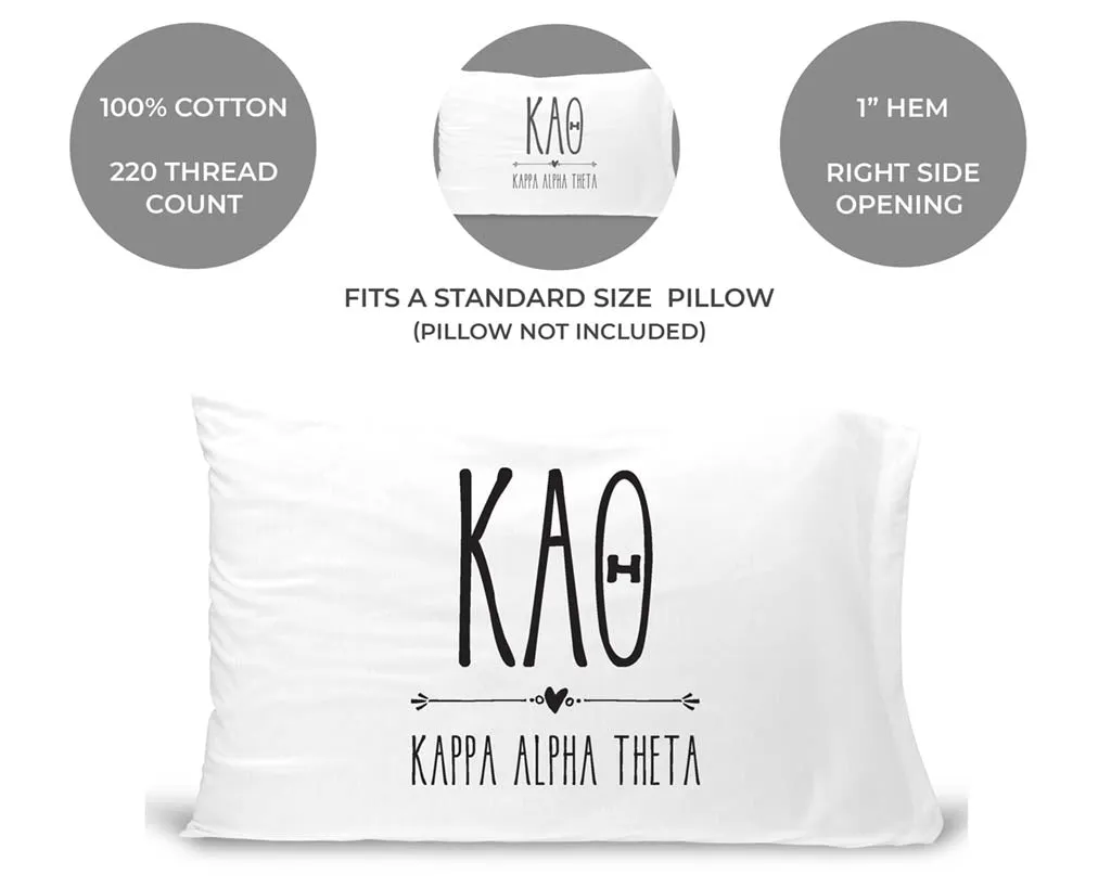 Kappa Alpha Theta Boho Greek Letters and Name Pillowcase