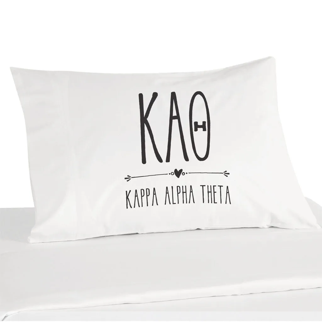 Kappa Alpha Theta Boho Greek Letters and Name Pillowcase