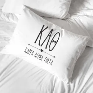 Kappa Alpha Theta Boho Greek Letters and Name Pillowcase