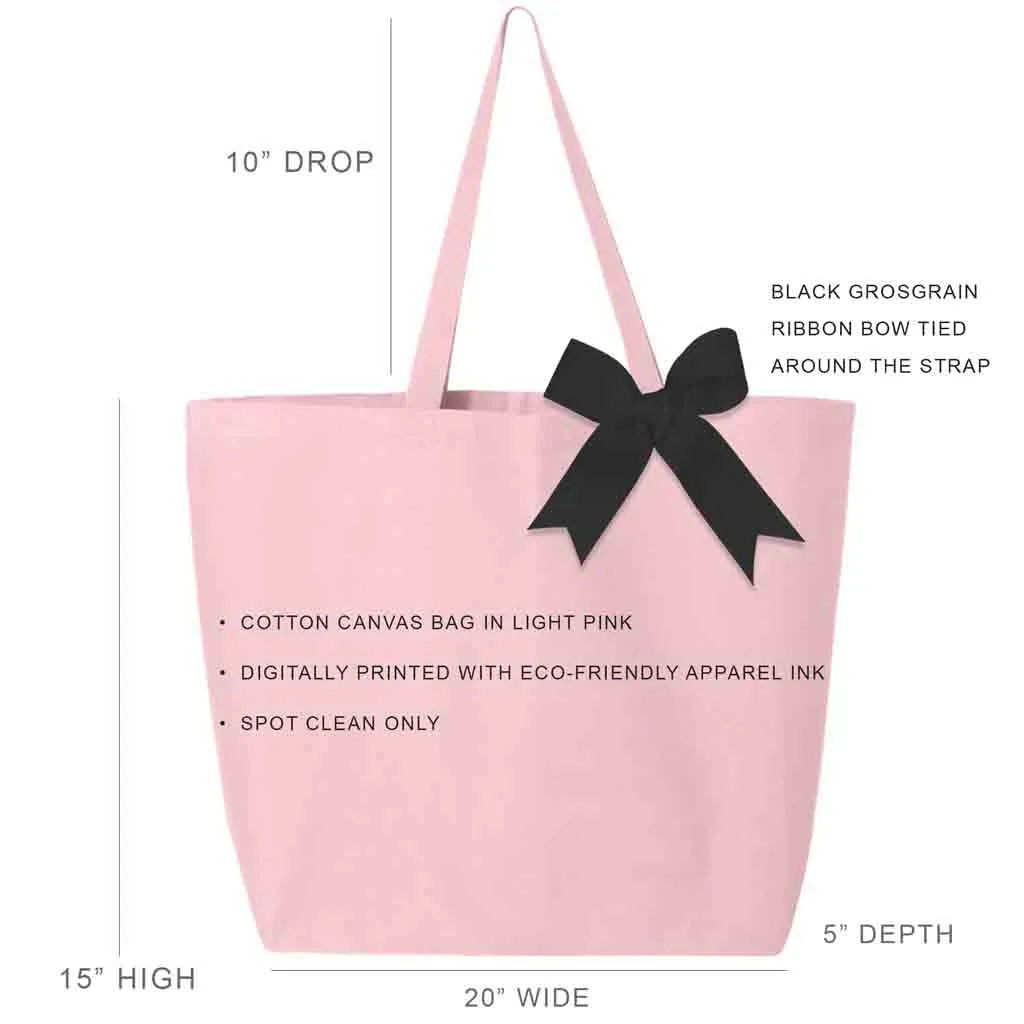 Kappa Alpha Theta Pink Canvas Tote Bag with Black Bow