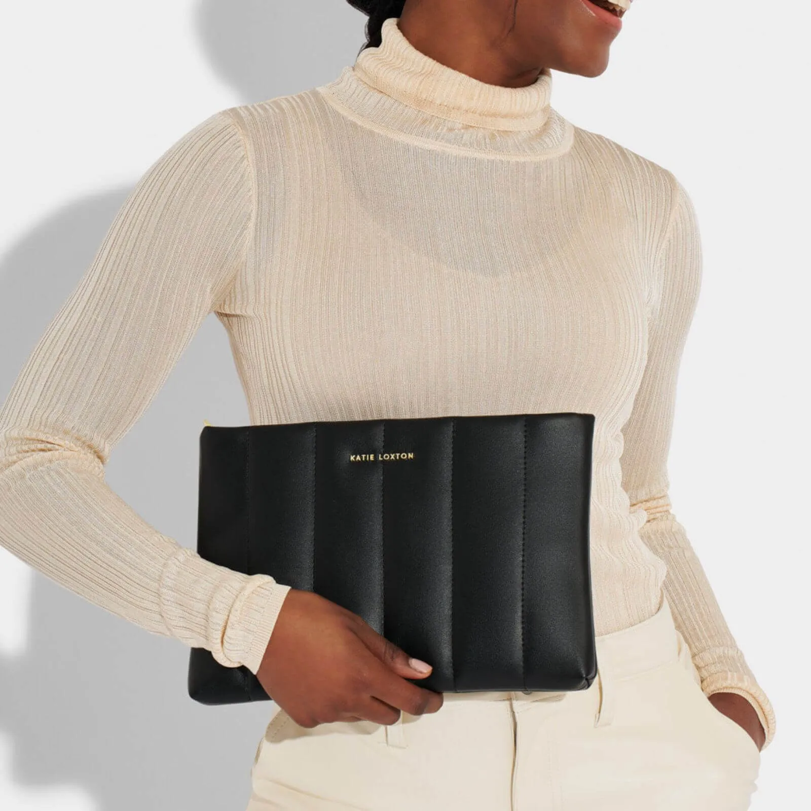Katie Loxton Kendra Quilted Clutch Bag - Black