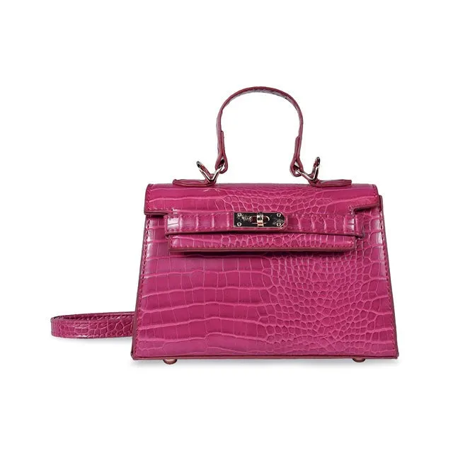 Kelly Croc Bag- Magenta