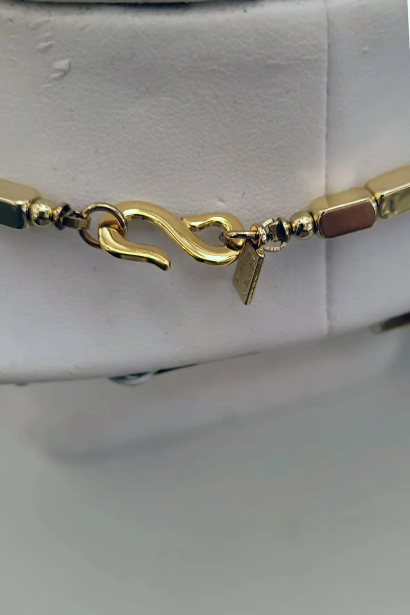 Kenneth Jay Lane Gold Squared Barrel Bead Necklace