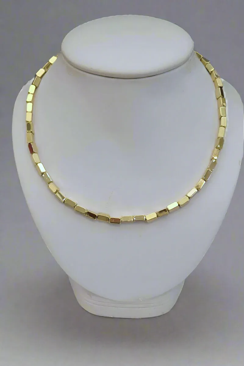 Kenneth Jay Lane Gold Squared Barrel Bead Necklace
