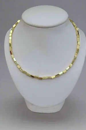 Kenneth Jay Lane Gold Squared Barrel Bead Necklace