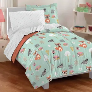 Kids Multi Cute Woodland Forest Animals Comforter Twin Set