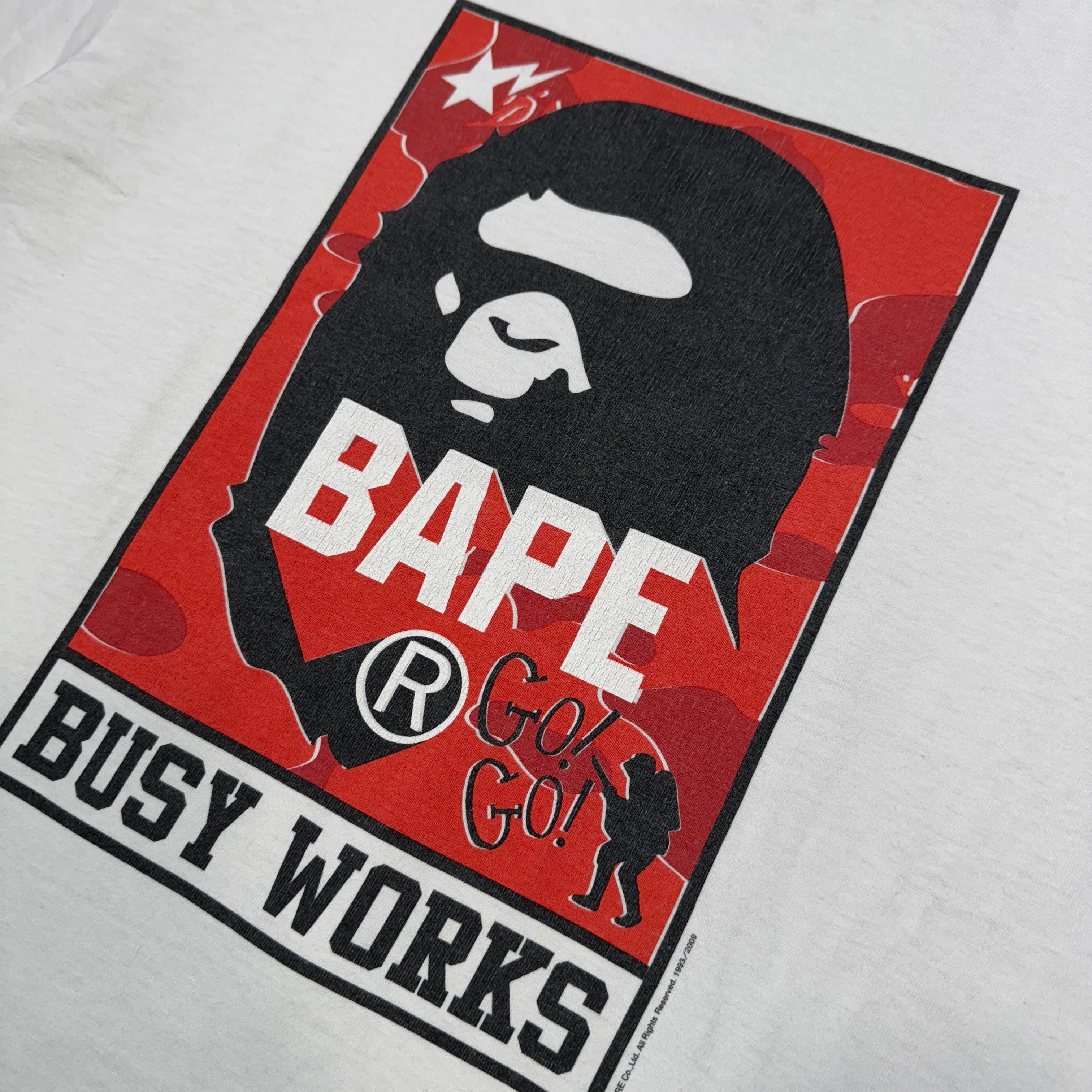 [L] OG Bape Red Camo Ape Head Box Tee
