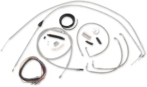 LA Choppers LA-8006KT2A-19 Complete Handlebar Cable/Brake & Clutch Line/Wire Kit - Stainless Braided