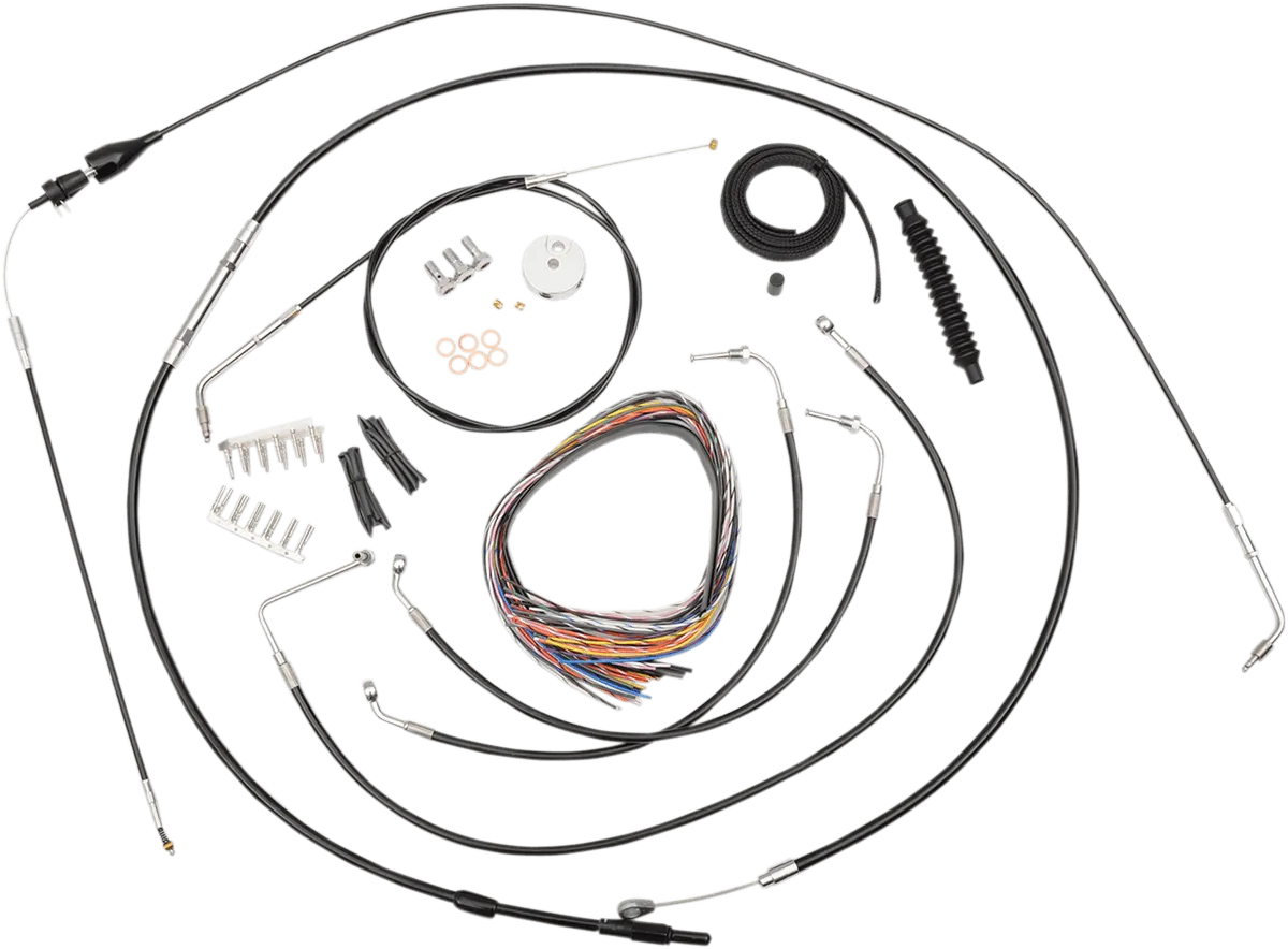 LA Choppers LA-8006KT2A-19B Complete Handlebar Cable and Brake Line Kit - Black Vinyl/Stainless