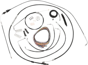 LA Choppers LA-8006KT2A-19B Complete Handlebar Cable and Brake Line Kit - Black Vinyl/Stainless