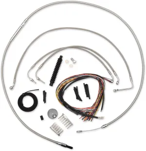 LA Choppers LA-8010KT2-08 Complete Handlebar Cable/Brake & Clutch Line/Wire Kit - Stainless Braided