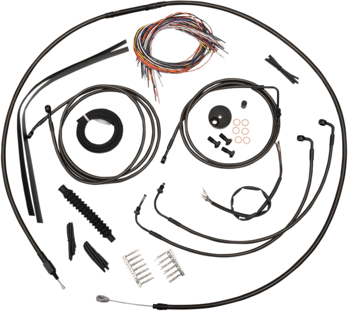 LA Choppers LA-8050KT2-13M Complete Handlebar Cable and Brake Line Kit - Midnight