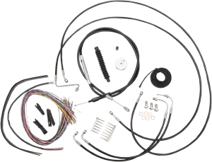 LA Choppers LA-8050KT2-19B Complete Handlebar Cable and Brake Line Kit - Black Vinyl/Stainless