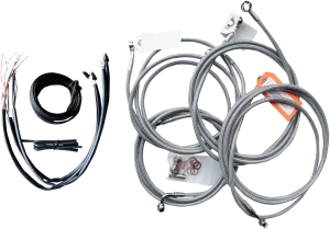 LA Choppers LA-8052KT2-16 Complete Handlebar Cable/Brake & Clutch Line/Wire Kit - Stainless Braided
