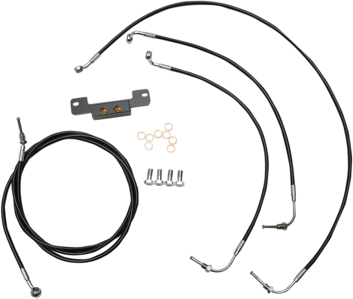 LA Choppers LA-8055KT-16B Standard Handlebar Cable/Brake & Clutch Line/Wire Kit - Black Vinyl/Stainless Braided