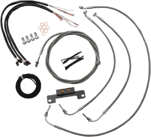 LA Choppers LA-8055KT2-16 Complete Handlebar Cable/Brake & Clutch Line/Wire Kit - Stainless Braided
