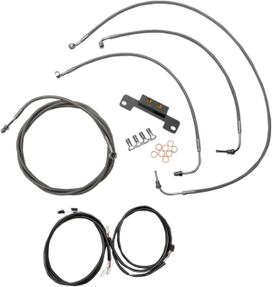 LA Choppers LA-8055KT3-19 Complete Handlebar Cable/Brake & Clutch Line/Wire Kit - Stainless Braided