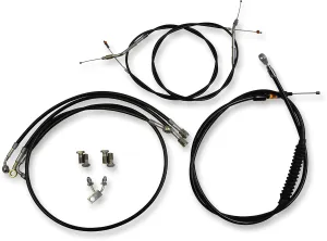 LA Choppers LA-8122KT-16B Standard Handlebar Cable/Brake & Clutch Line/Wire Kit - Black Vinyl/Stainless