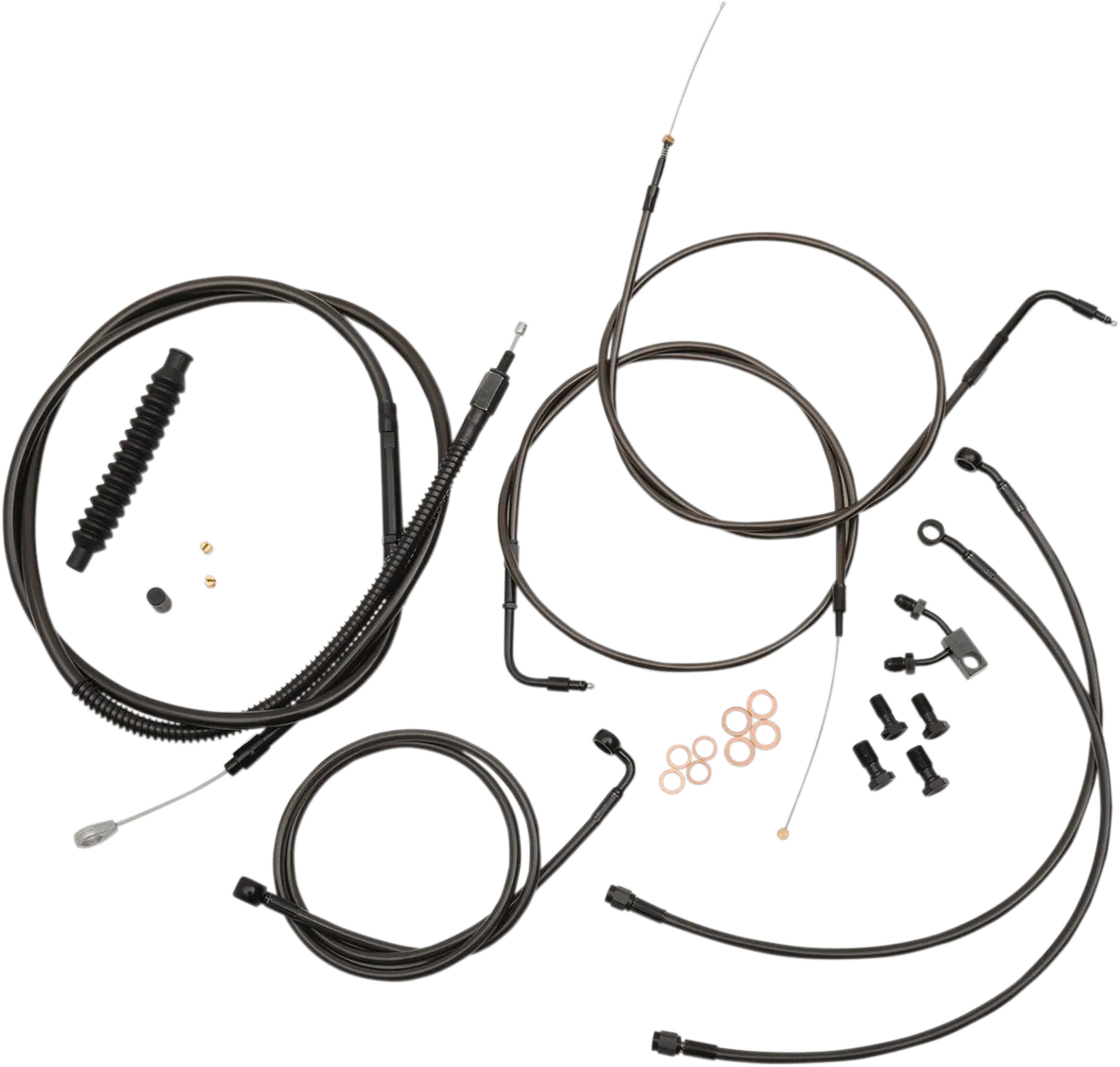 LA Choppers LA-8122KT-16M Standard Handlebar Cable/Brake & Clutch Line/Wire Kit - Midnight Black