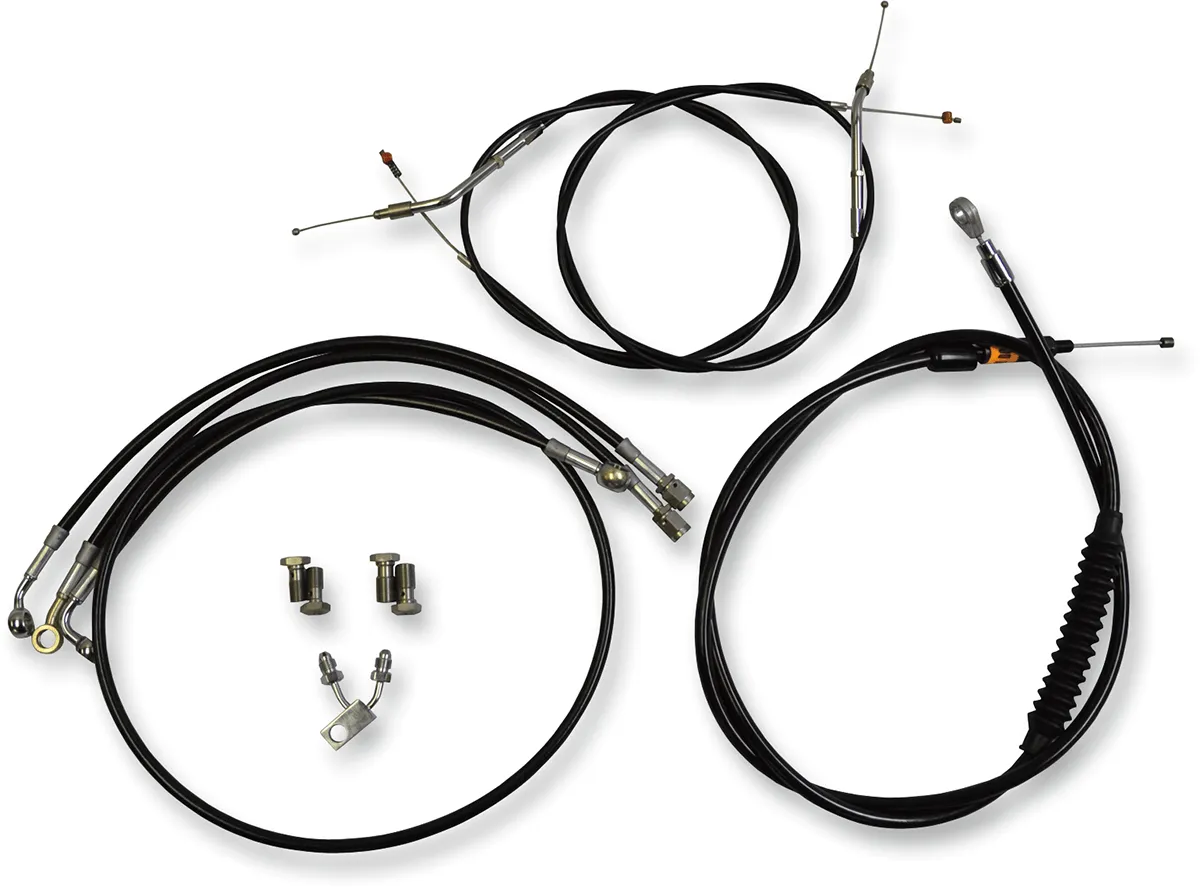 LA Choppers LA-8122KT-19B Standard Handlebar Cable/Brake & Clutch Line/Wire Kit - Black Vinyl/Stainless