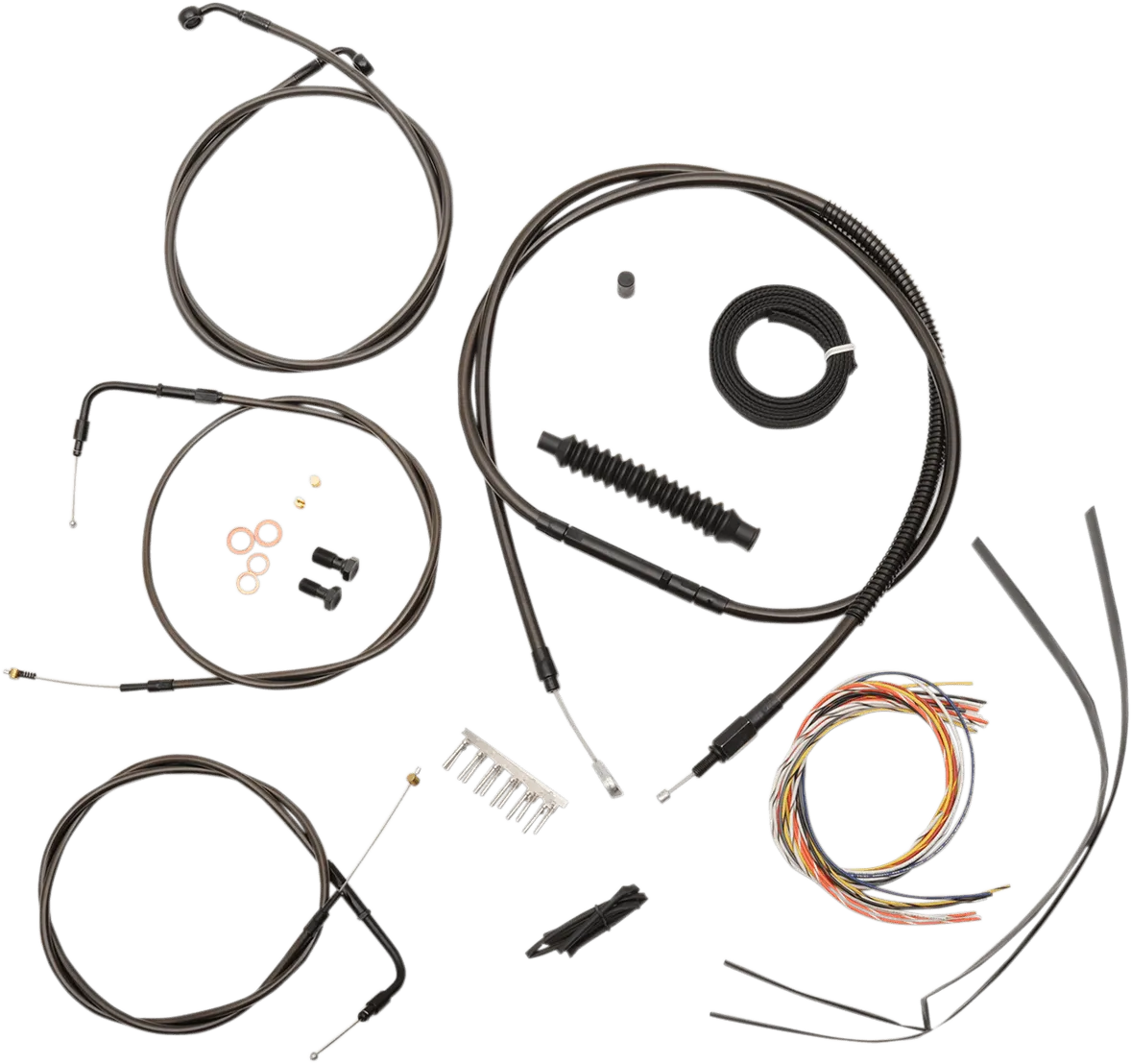 LA Choppers LA-8140KT2-19M Complete Handlebar Cable and Brake Line Kit - Midnight