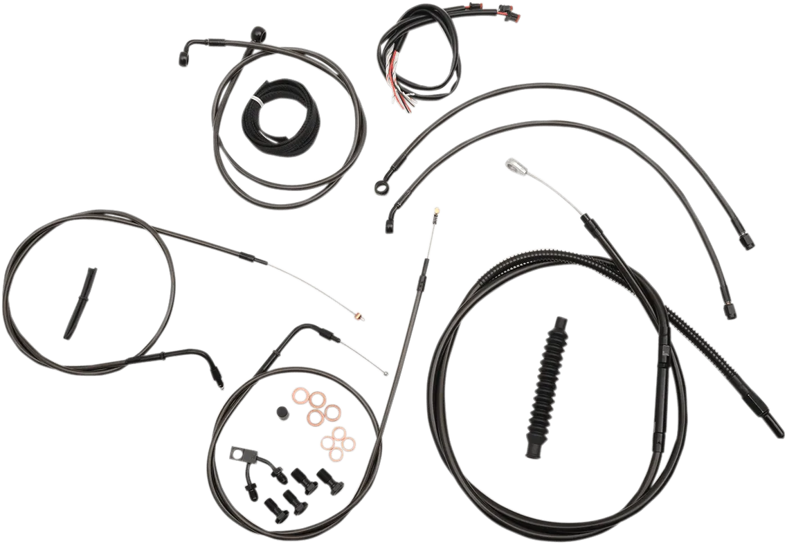 LA Choppers LA-8150KT2-16M Complete Handlebar Cable and Brake Line Kit - Midnight