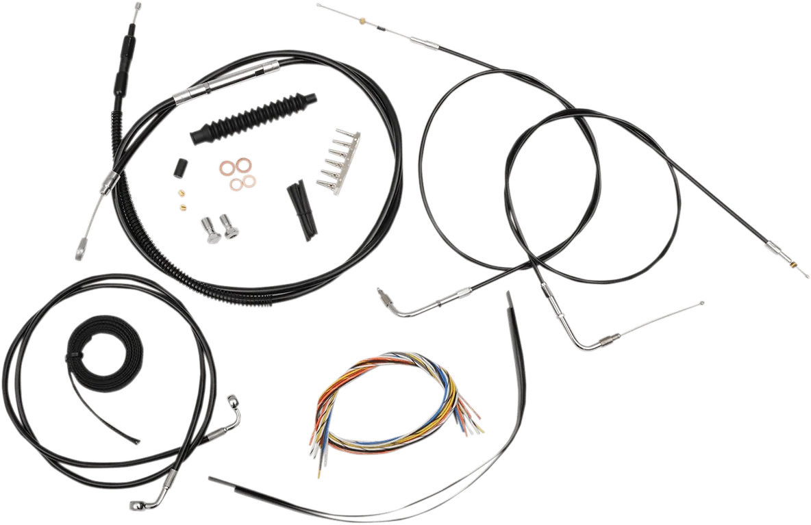 LA Choppers LA-8210KT2A-13B Complete Handlebar Cable and Brake Line Kit - Black Vinyl/Stainless