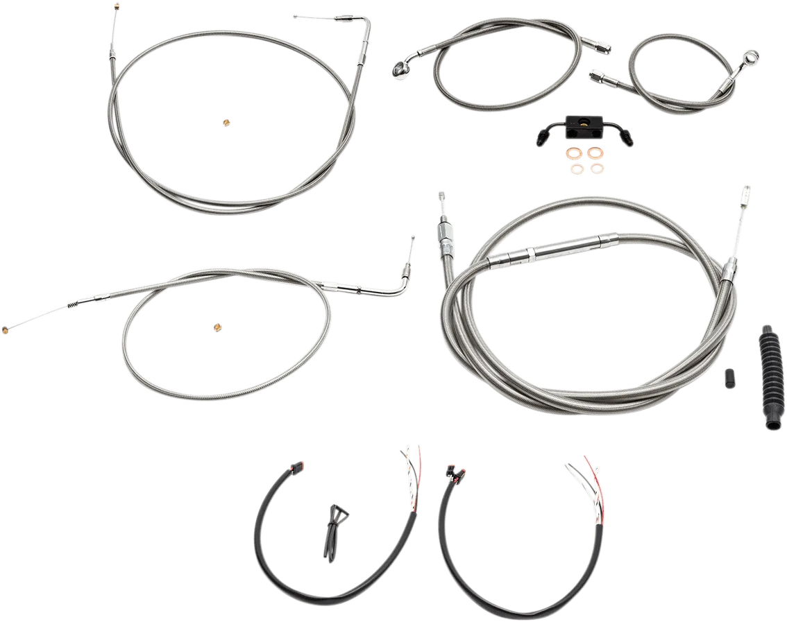 LA Choppers LA-8231KT2-16 Complete Handlebar Cable/Brake & Clutch Line/Wire Kit - Stainless Braided