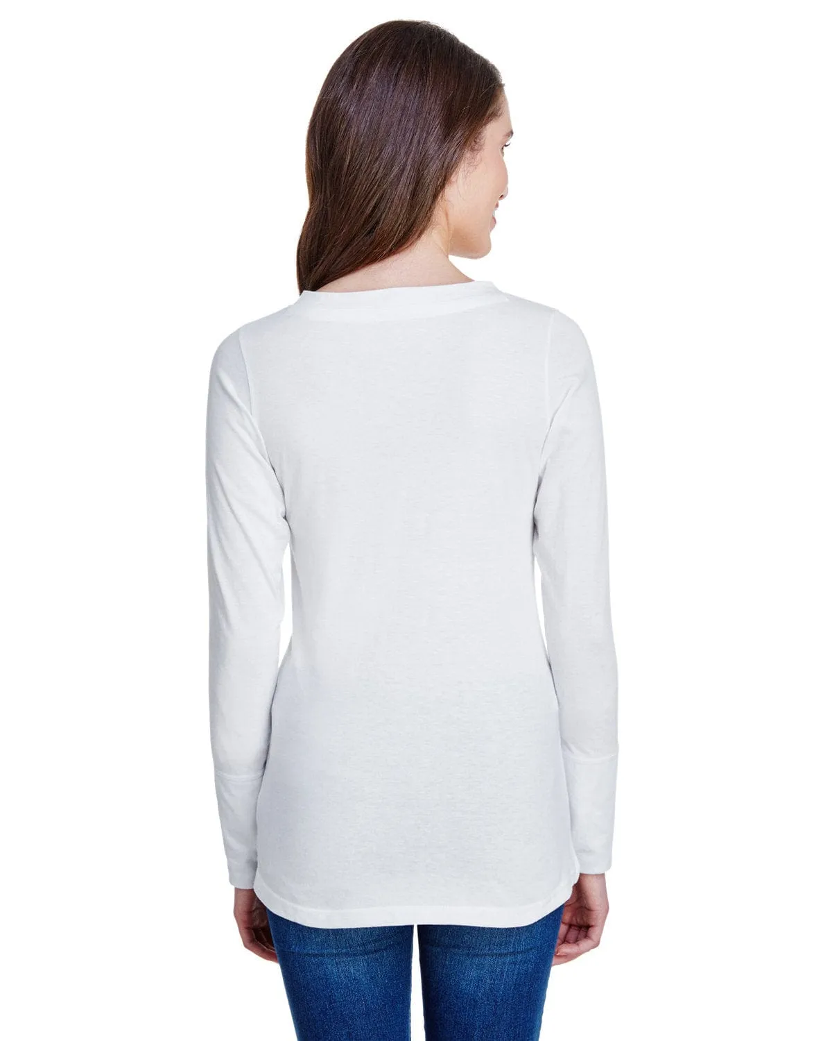 LAT Ladies Long Sleeve Fine Jersey Lace-Up T-Shirt