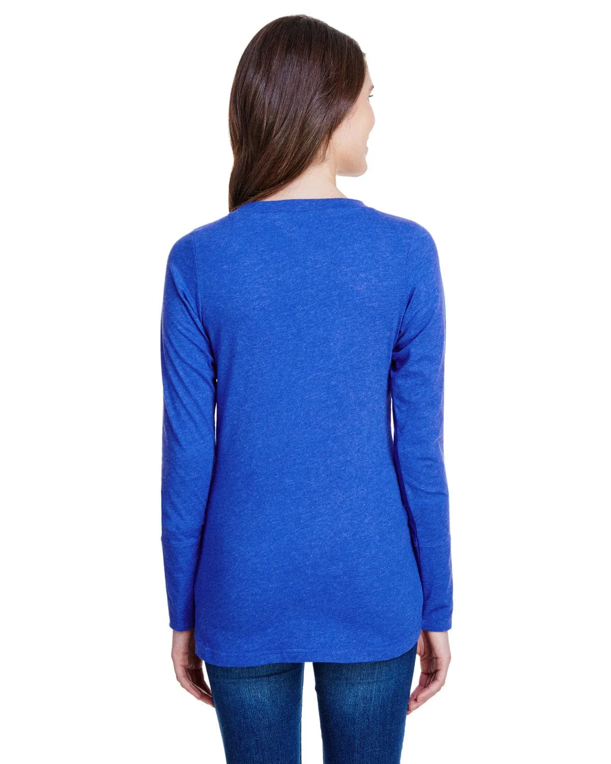 LAT Ladies Long Sleeve Fine Jersey Lace-Up T-Shirt