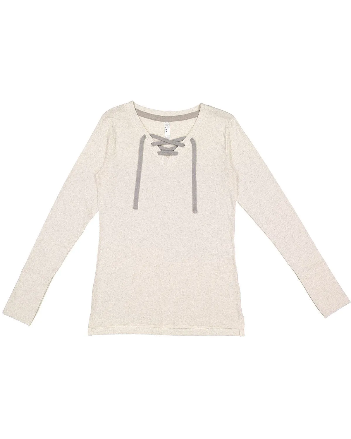 LAT Ladies Long Sleeve Fine Jersey Lace-Up T-Shirt