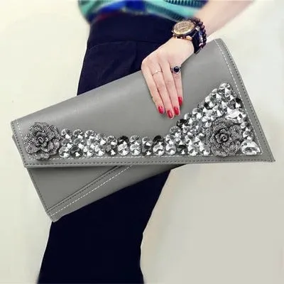 Leather Clutch Bag Personalized Leather Clutch Bag Diamond Female Bag Soft Leather Evening Bag Envelope Bag