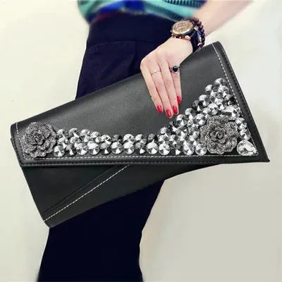 Leather Clutch Bag Personalized Leather Clutch Bag Diamond Female Bag Soft Leather Evening Bag Envelope Bag