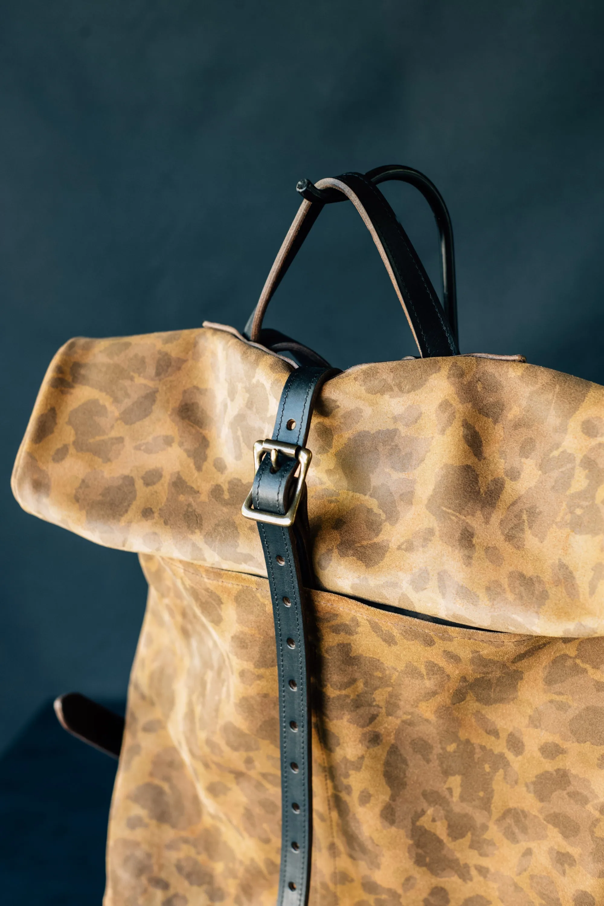 Leather Ruck Sack - Slouchy Caravaggio Camo Suede