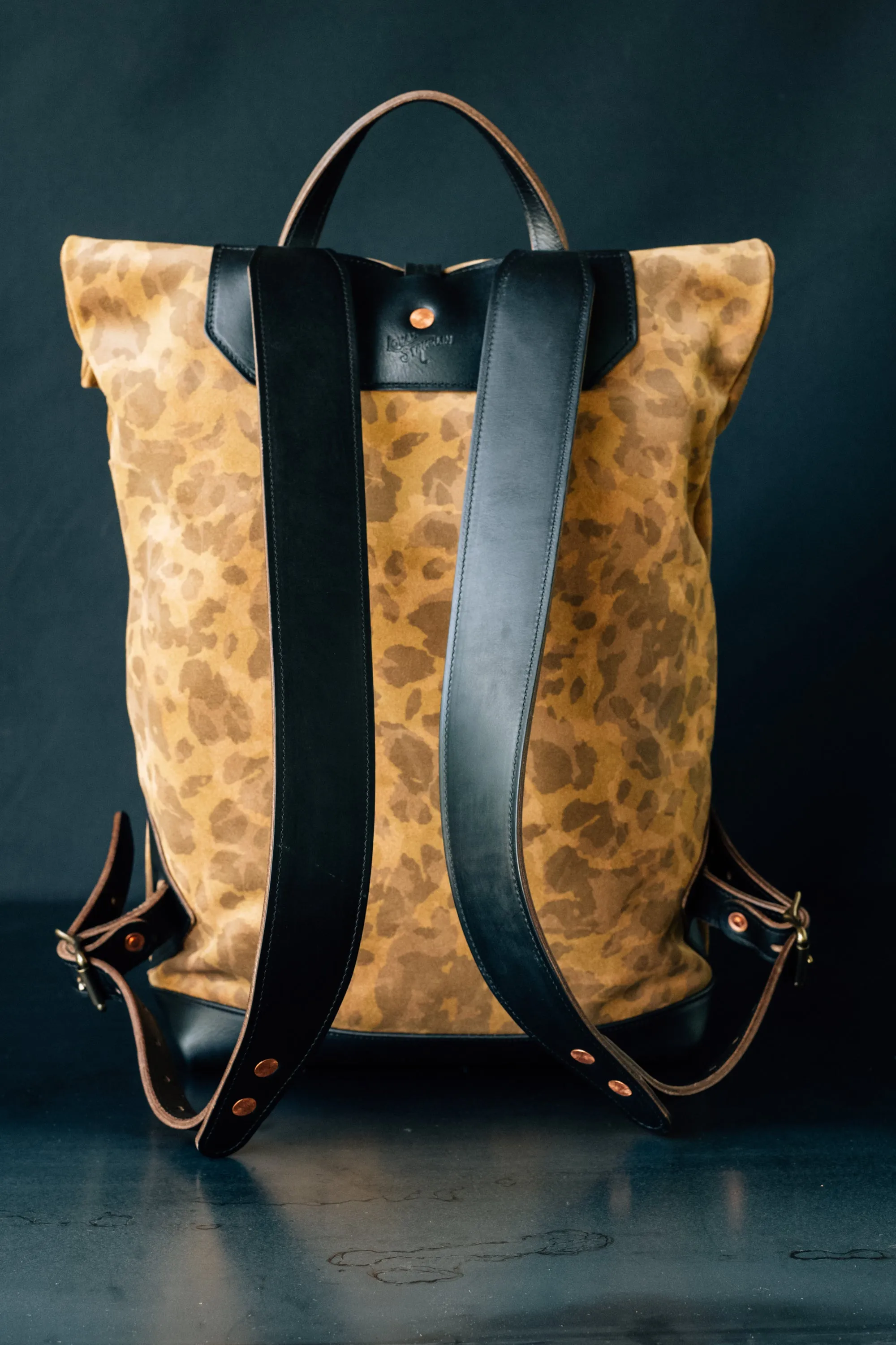 Leather Ruck Sack - Slouchy Caravaggio Camo Suede
