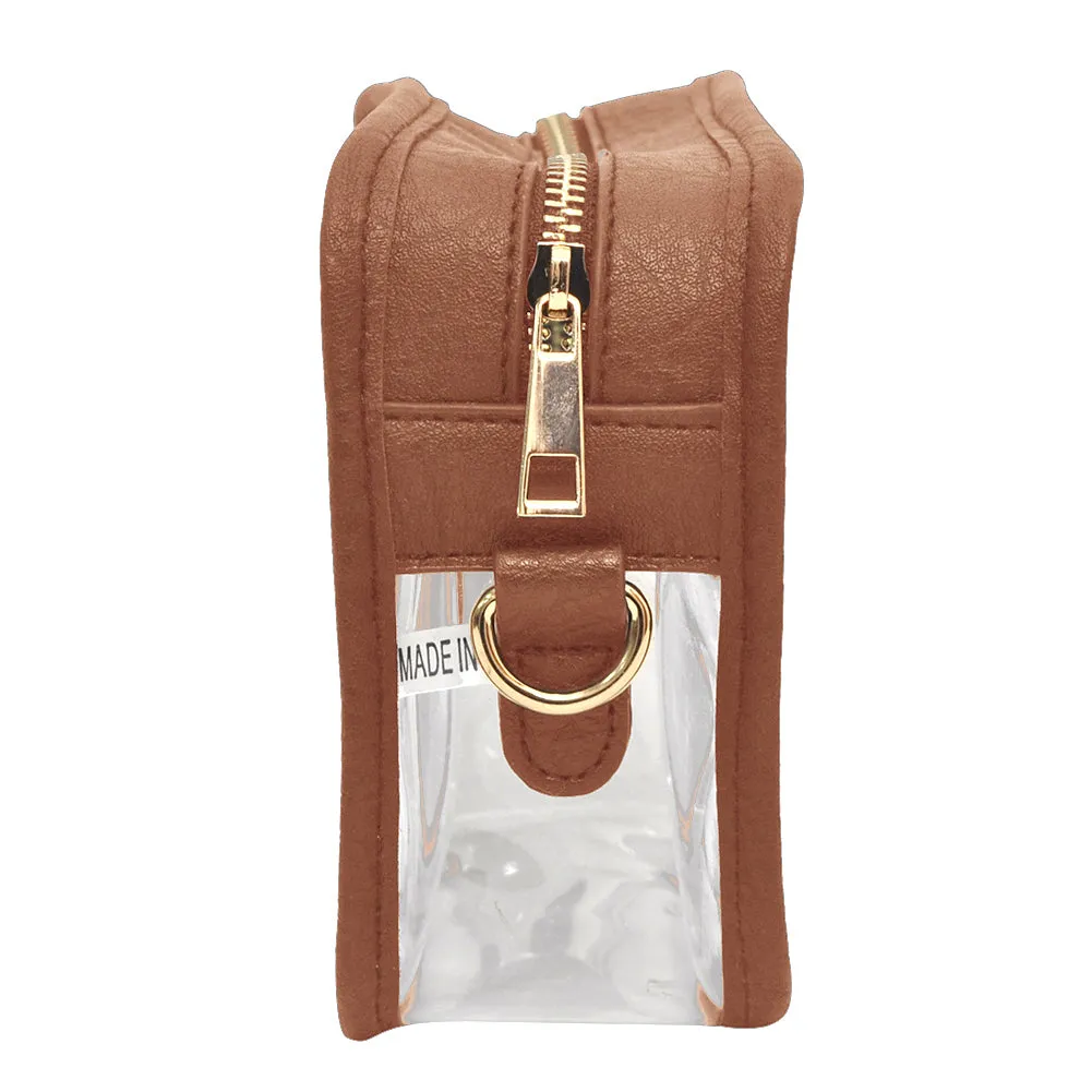 Light Brown NGIL Clear Stadium Thick Adjustable Strap Crossbody Bag
