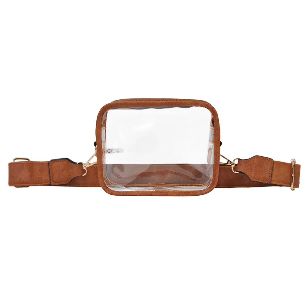 Light Brown NGIL Clear Stadium Thick Adjustable Strap Crossbody Bag