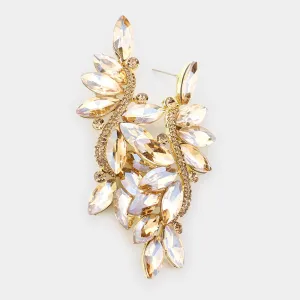 Light Topaz Marquise Stone Dangle Pageant Earrings | Prom Earrings | 534466
