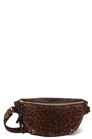 Lino Banane Belt Bag in Imprimé Léopard Naturel Split Suede