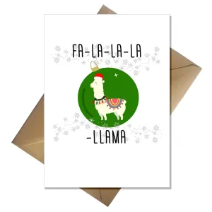 Llama Christmas Card - Funny Fa-la-la-llama Joke Pun Festive card