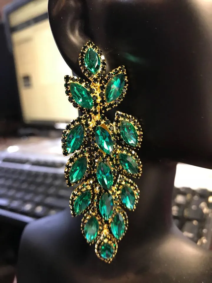 Long Purple Crystal Marquise Earrings | 367894