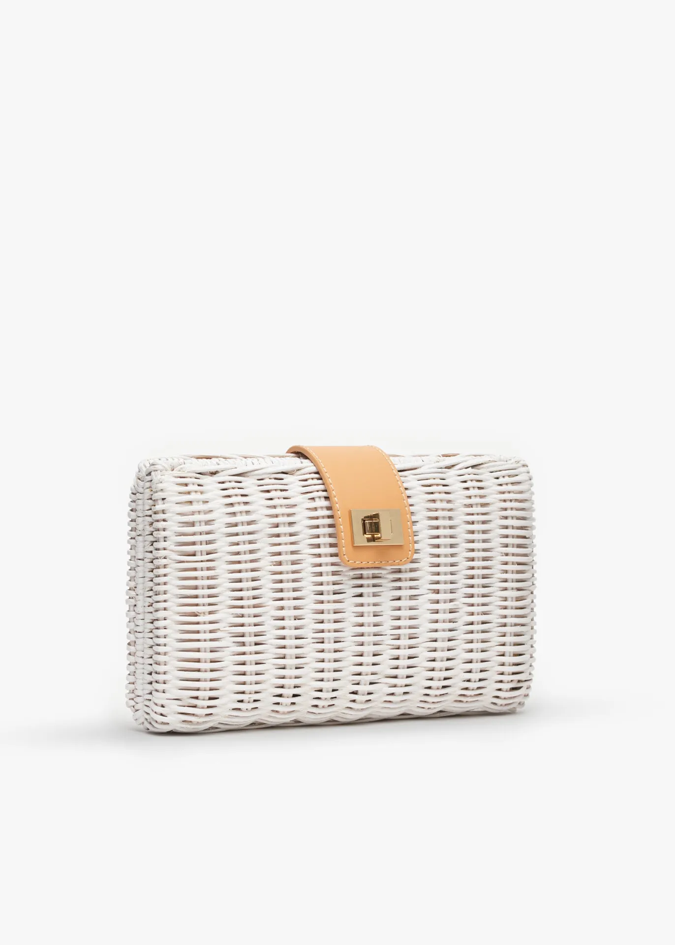 Lou Wicker Straw Clutch Bag