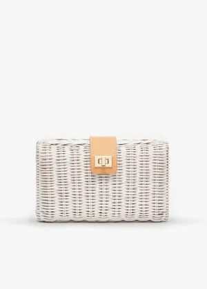 Lou Wicker Straw Clutch Bag