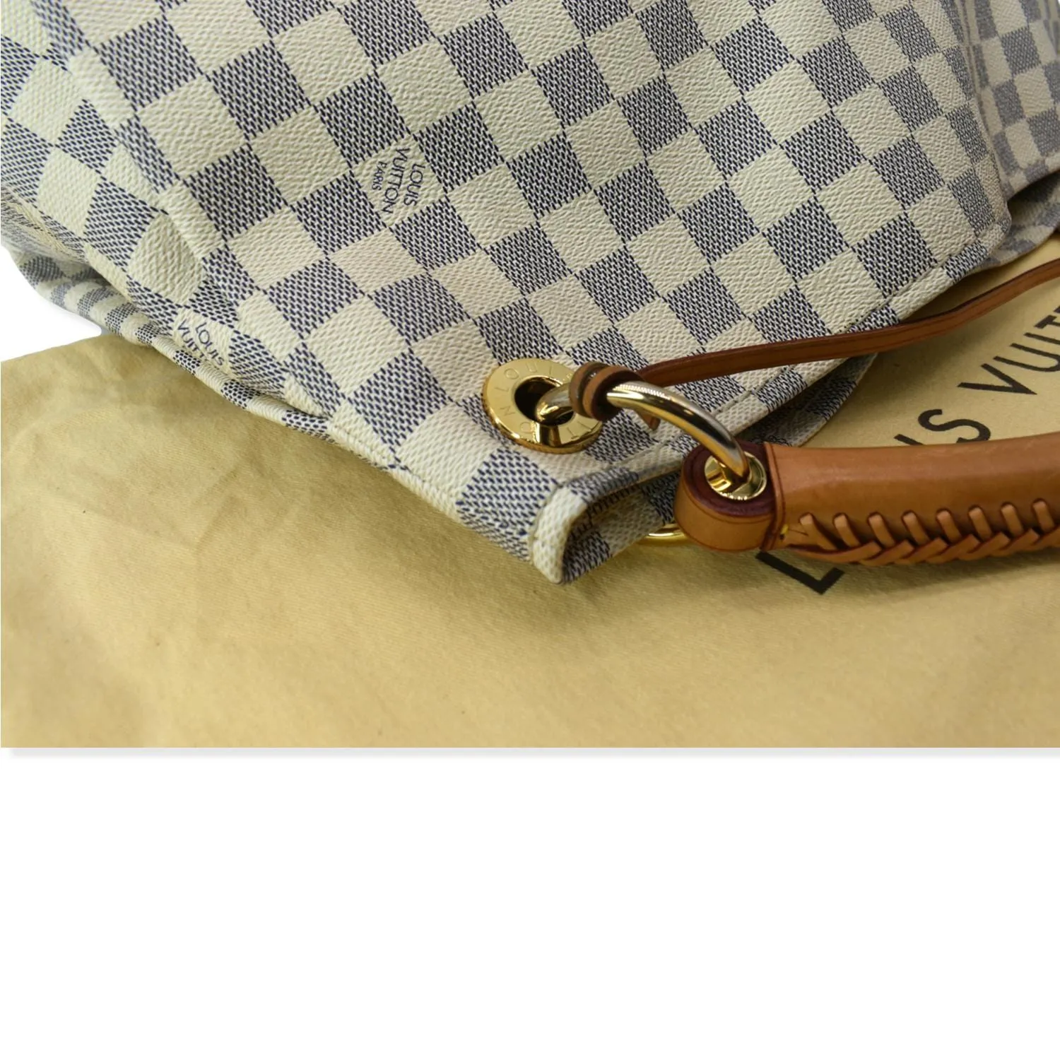 LOUIS VUITTON Artsy MM Damier Azur Hobo Bag White